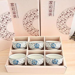 中式6碗陶瓷餐具套装 婚庆礼品的精良选择